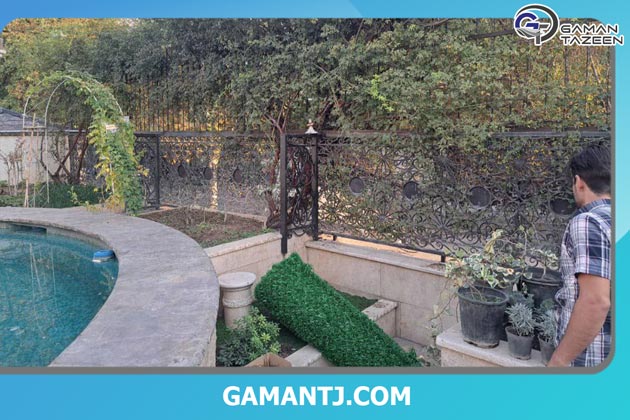فنس چمنی خانم مظلومی شهرک غرب 3 فنس چمنی نصب شده در شهرک غرب خانم مظلومی