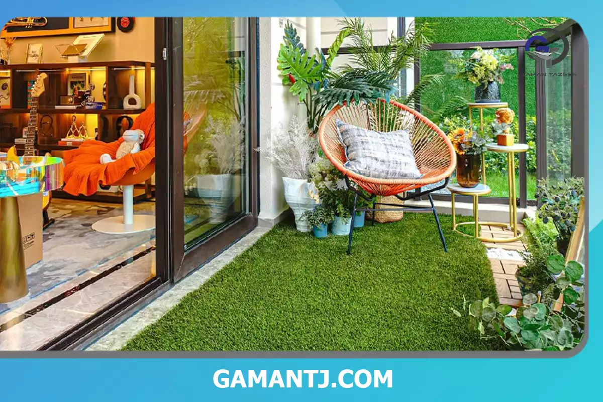 تزیین تراس با چمن مصنوعی