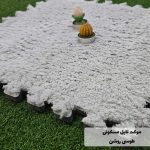 موکت تایل خانگی طوسی روشن از نزدیک