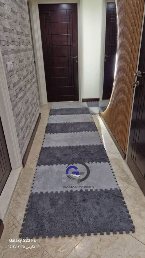 موکت تایل طوسی بزرگ رنگ روشن