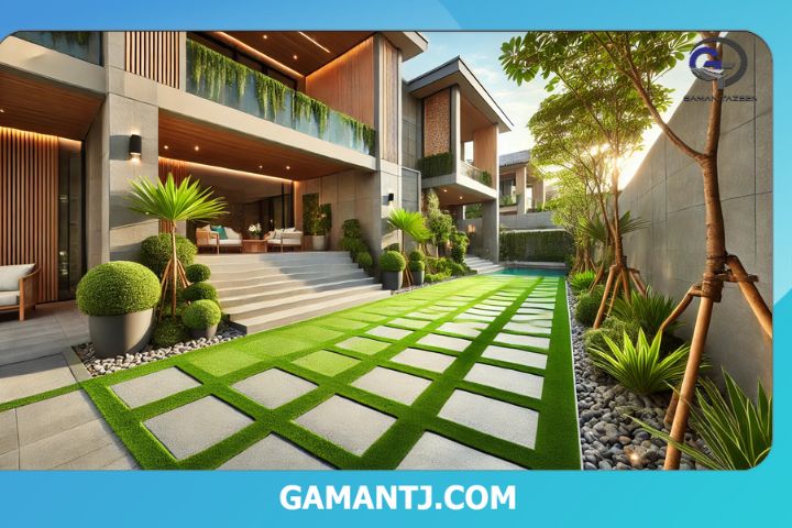 سنگفرش با چمن مصنوعی