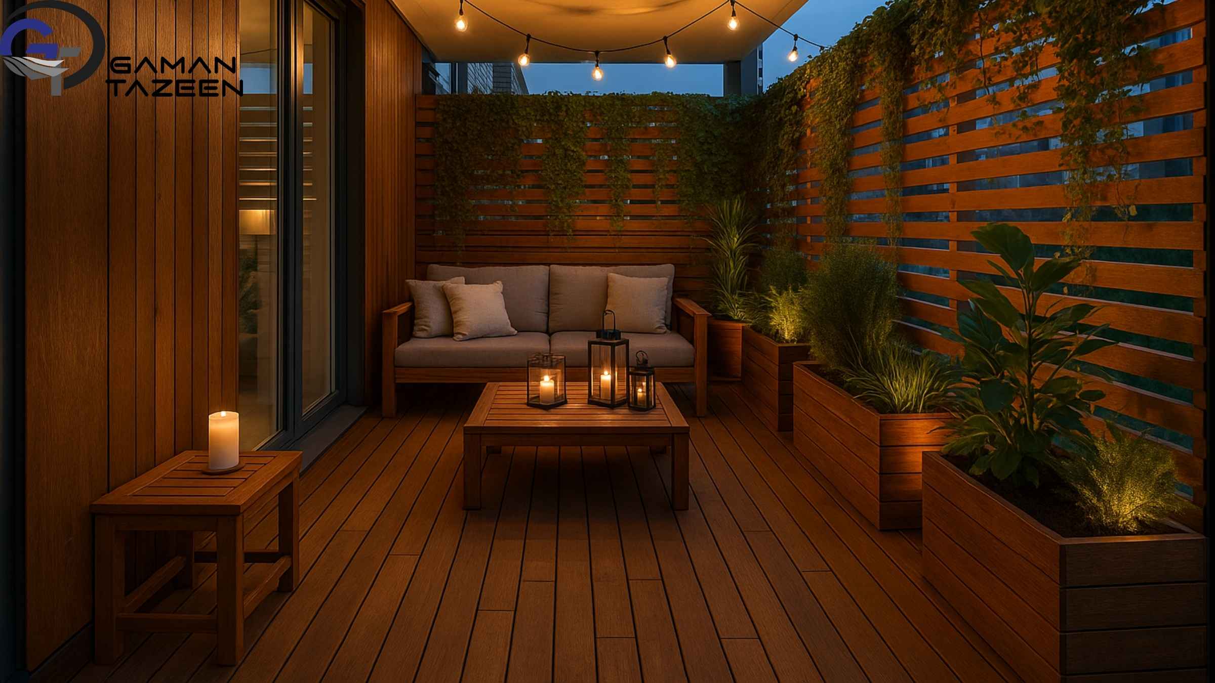 تزیین بالکن با چوب